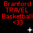 Red text on black background displays Branford Travel Basketball <33 with white star and plus symbols in three of repeated icons