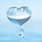 A heart-shaped water droplet icon with a single falling drop, set against a light blue background, paired with pixelated text on a bright pink background.