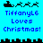 Pixelated blue background with black and blue text reading "TiffanyL6 Loves Christmas!" and a black sleigh with reindeer animation.