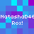 Pixelated of blue and purple squares with repeated white text reading "NatashaD4E" and "Rox!" in two horizontal bands
