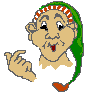 Animated pixel art of a character with green hair, red-and-white headband, and orange shoes in four sequential poses showing hand gestures.