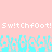 Pixelated text 'Sw!tChfOot! Sw!tChfOot!' in white on pink background with cyan pixel-art figures below.