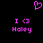 Pixelated pink heart symbol above two identical text blocks reading 'I <3 Holey' on black background.