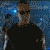 A person in a black shirt and sunglasses stands against a blue pixelated background with light effects, captured across showing subtle pose shifts