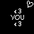 Pixelated black background with white text and symbols: '13' above 'YOU' above '13', a heart symbol at top center, two identical side-by-side arrangements.
