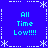 Blue background with white dashed lines and star shapes forming a , displaying four identical text blocks reading "All Time Low!!!!" in cyan pixelated font