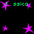 A black background displays multiple purple star-shaped icons with green text reading 'j ssica' in various arrangements and sizes.