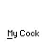 Animated contact sheet showing 14 frames of a pixel art buddy icon with characters playing instruments and text "My Cock" below each frame on gray background.