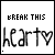 25 identical square each displaying 'BREAK THIS' text above a stylized heart symbol with a small heart outline, all in black on white background