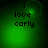 Green-toned pixelated image with text 'i love carly' in black, featuring a glowing circular effect that shifts position across four