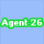 A split-screen image with a light blue background on the left and white on the right, featuring green text reading 'Agent 26' over the blue section.