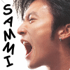 A two-frame contact sheet of a side-profile image showing the same person with an open mouth and squinted eye, accompanied by vertical text on the left frame that changes slightly between frames.