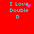 Red background with cyan text "I Love Double D" and a pink heart animation changing to pink dots.