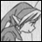 A black-and-white animated contact sheet showing a side-profile anime character with long hair and a hat on the left, next to pixelated text reading "Anime IM" above "COM" on a black background.
