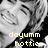 Pixelated grayscale image of a stylized face with exaggerated features and text overlay reading 'doyumm hottie' in yellow block letters.
