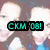 Pixelated image with teal text 'CKM '08!' on black background over blurred anime-style character with white hair and blue accents.