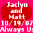 Pixelated red heart on bright pink background with white text reading "Jaclyn and Matt 10/19/07 Always U" in two identical side-by-side