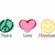 A yellow smiley face icon with black outline and eyes, making a peace sign gesture with its right hand.