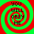 Four identical spiral patterns with red and green concentric rings, each containing the text YOU WILL OBEY ME in black pixelated letters.