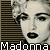 six identical pixelated images showing a woman with styled hair and dark lipstick, each overlaid with partial text reading "Madonna"