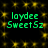 Green text 'loydee SweetSz' on black background with yellow star-like patterns, repeated in four identical quadrants.