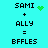 Pixelated text and symbols on cyan background with green heart and particle effects changing between frames.