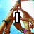 six pixelated images with text overlays and symbols, including peace signs, a rainbow gradient, and a winking smiley face