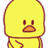 Yellow duck character with orange beak and red eyes on white background, next to pixelated text reading 'All The Ducks Are Swimming In Da Water' on yellow background.