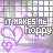repeated purple heart icons with 'IT MAKES ME happy' text over a pixelated background, each frame showing subtle color shifts in the hearts and background