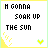 pixelated text-based icons displaying "IM GONNA SOAK UP THE SUN" with varying color and brightness changes across frames