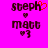 Pixelated text 'steph' with red heart symbol above and dark purple hearts below, next to identical static version on bright pink background.