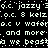 Static pixel art displays repeated text phrases in light green on black background with visible dot matrix rendering.
