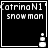 Pixelated black-and-white icon with "CatriNaN1 snow man" text and a three-tiered snowman graphic in the bottom-right corner.