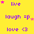 Yellow background with purple text phrases and pink stars; 'live' at top, 'laugh =p', 'love <3', and 'live' repeated in pattern