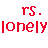 Red text on white background displays multiple variations of 'mrs.' and fragmented 'lonely' across three , with a gray rectangle in the bottom-right corner
