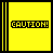 A 5x5 contact sheet of pixelated yellow text on black backgrounds with a few variations, including "CAUTION!" and "I may be brunettes" in some frames and "but I still have Blondes Moments" in others.