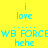 Yellow background with blue text 'i love' and 'hehe' repeated, green rectangular blocks covering parts of the text in different frames.
