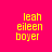 A bright pink background with yellow rectangular blocks and pixelated text reading 'leah', 'eileen', 'boyer' in three across six