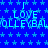 Blue background with repeating light blue star pattern, overlaid with cyan text reading LOVE and VOLLEYBAL in alternating