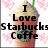 A pixelated Starbucks drink with pink heart patterns on a white background, featuring text overlays.