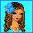 Pixel art of nine blue squares showing a woman with brown hair and a blue flower, partial body views, and text reading 'waitin' and 'For Summer'