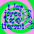 A static digital image with a green and pink spiral background, blue text reading 'I areo I as e tiered', and pixelated visual artifacts.