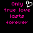 Pixelated text in bright pink and white on black background, with a heart symbol replacing the 'o' in 'Only'.