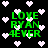 Green text 'LOVE RYAN 4EVER' on black background with white pixel hearts, animated heart positions.