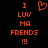 Red pixelated text and symbols on black background with heart symbol above 'LUV' in left , mirrored right