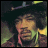 A 5x5 contact sheet of animated frames showing Jimi Hendrix in a cowboy hat with the text "HENDRIX" at the bottom left, displayed on a gray background.