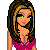 Pixel art contact sheet showing multiple views of a cartoon female character in pink and green attire with visible text labels "Nikki" and "Nay ~ Nay aka".