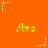 Orange background with repeating yellow-green 'A' text and star-shaped pixel patterns in yellow and orange.