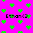Static image with bright pink background and scattered green pixelated hearts, text "Ethan<3" repeated four times in black blocky font.