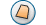 Pixelated circular icon with blue outer ring and white inner circle containing a tilted orange shape with dark outline.